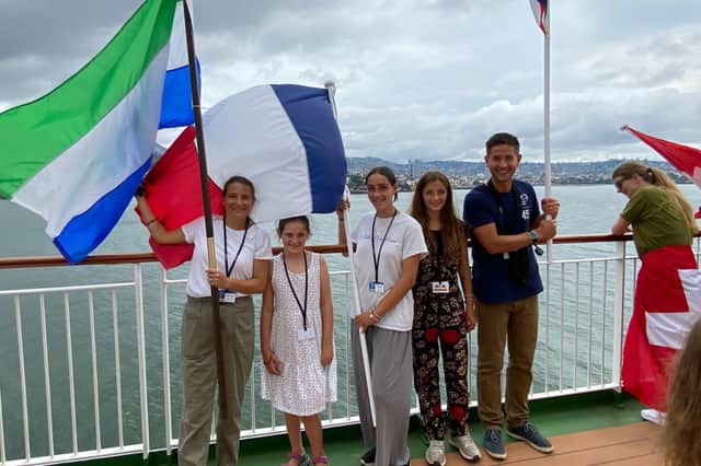 Simon Latham, 39, and his wife Amélie, 43, with their three daughters - Zara, 14, Héloïse, 12, and Sophie, 10. 