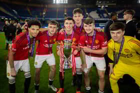 Ethan Williams, James Nolan, James Scanlon, Louis Jackson, Jack Kingdon and Thomas Myles of Manchester United U18s