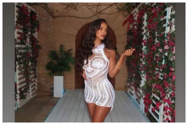 Love Island’s Maya Jama once again stole the show in a white crochet mini dress. Picture:mayajama/Instagram