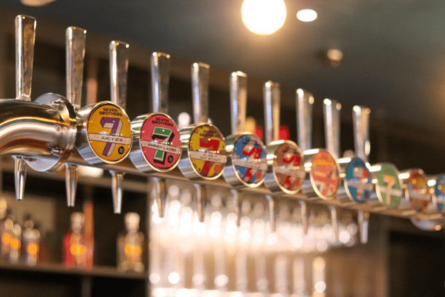 Seven Bro7hers beer taps in Media City 