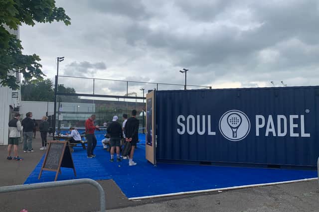 The Soul Padel set up at Decathlon Stockport