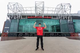 Manchester United fan Dilshan Sohi, 24, at Old Trafford Stadium