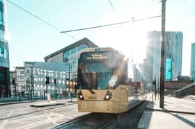 The Manchester sun bounces off a Metrolink tram. Picture: Lewis Roberts/Unsplash