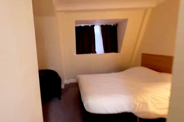 Inside Zac's room at Sachas in Manchester. 