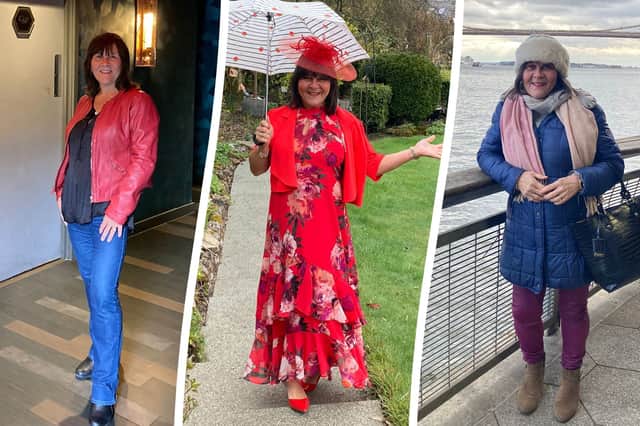 Val Hulme with some of her charity shop outfits
