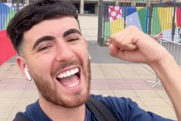 Callum Ryan, 23, who flew to a Euros fan zone in Germany and says it cost him just 74p more than going to one in the UK.  