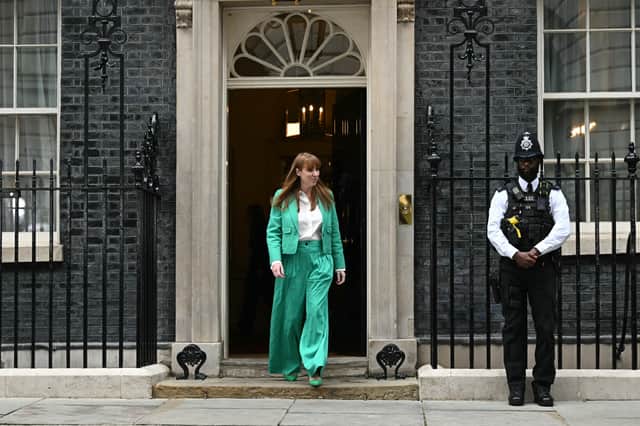 Angela Rayner leaves 10 Downing Street after being named Britain's deputy prime minister