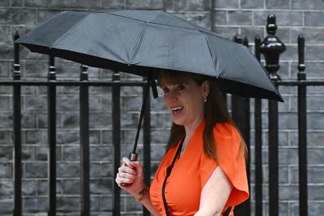Angela Rayner arrives at the first meeting of Labour's new cabinet
