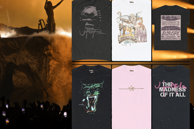Some of the possible merchandise on offer during Travis Scott's two-date tour of the United Kingdom this week (Credit: Getty/Travis Scott Store)