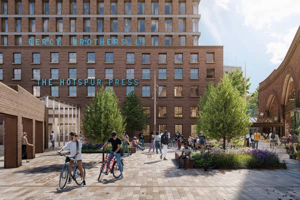 CGI of The Hotspur Press and the proposed public realm improvements.