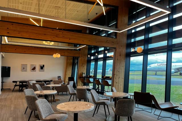 Inside the new look Aether private terminal at Manchester Airport.