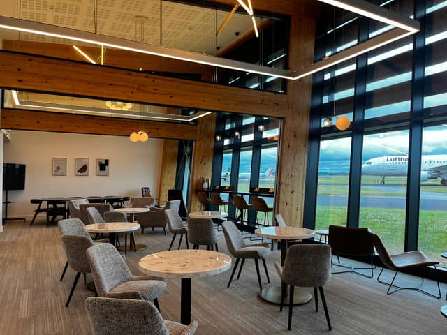 Inside the new look Aether private terminal at Manchester Airport.
