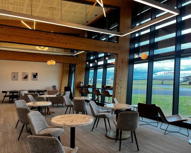Inside the new look Aether private terminal at Manchester Airport.