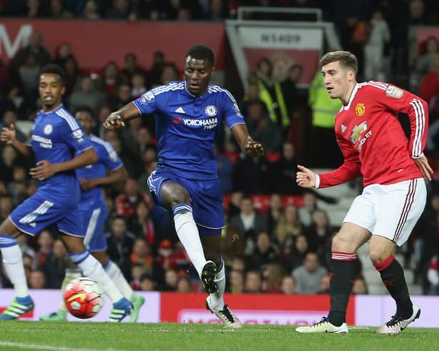 Joe Rothwell pictured in action for Manchester United Under-21s at Old Trafford in 2016