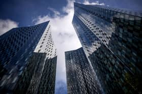 The soaring towers of the Deansgate Square apartment buildings 