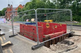 The sinkhole that has caused park of Park Road in Glodwick to close