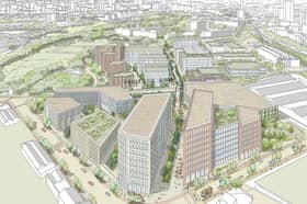 A CGI showing plans by the English Cities Fund to transform land around Frederick Road. 