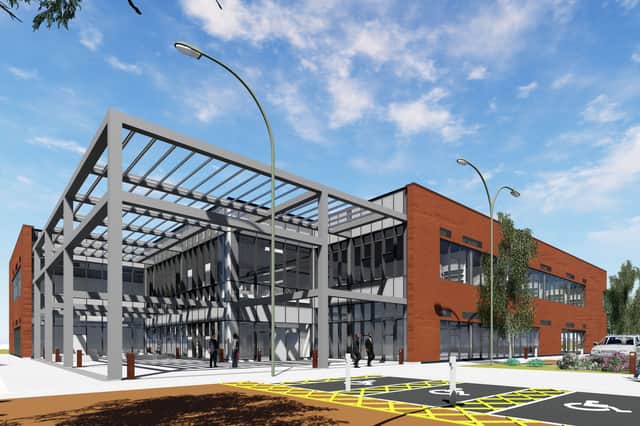 A CGI image of the new Sustainable Materials and Manufacturing Centre (SMMC) planned for Atom Valley. Credit: Rochdale Development Agency