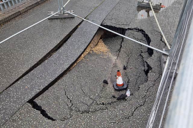 The sinkhole on Gipsy Lane, Castleton, Rochdale.