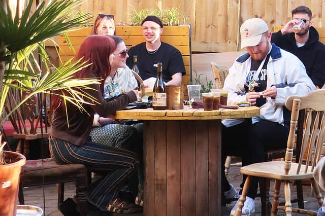 The outdoor seating area at the Old Abbey Taphouse. credit: The Old Abbey Taphouse