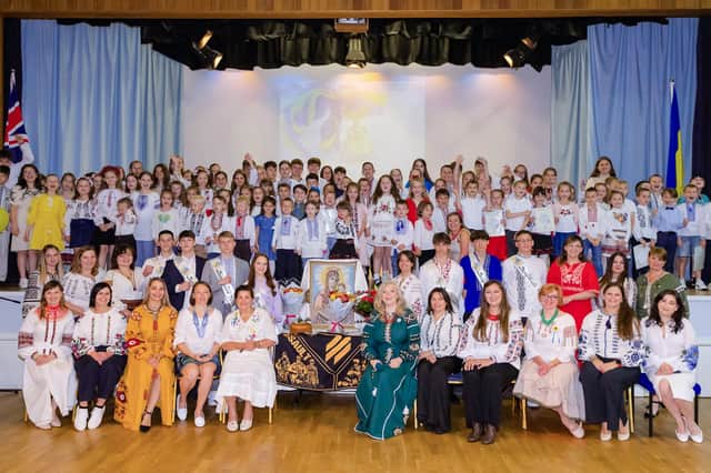 The teachers and students of Manchester Ukrainian School on the last day of term. Credit: Maryna Seletska