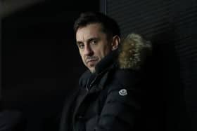 Gary Nevillle taking in a Salford City game. 