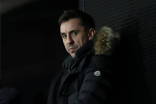 Gary Nevillle taking in a Salford City game. 