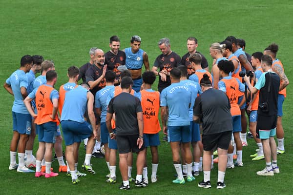 Manchester City's full first-team squad were back in pre-season action on Tuesday ahead of the Community Shield.