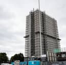 Thorn Court in Salford, where work to remove and replace cladding is ongoing. Picture: Manchester Evening News