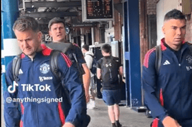 Harry Maguire was seen as part of the Manchester United squad ahead of the match
