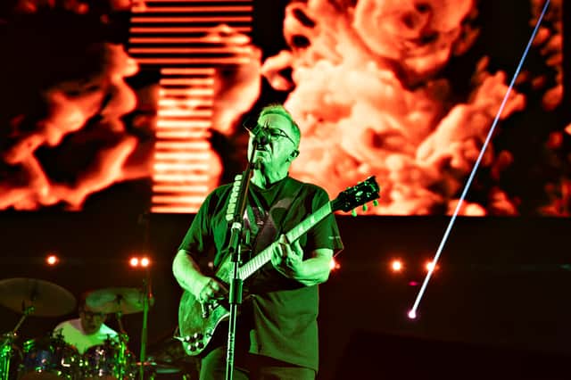 'New Order' performs on stage during in the Royal Arena in Copenhagen on September 21, 2023