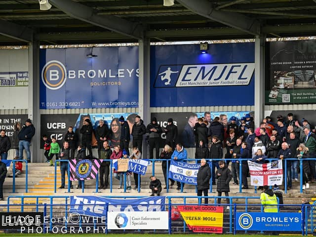 Curzon Ashton fans at the Tameside Stadium 