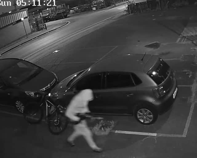 Ian Shakespeare was spotted on neighbouring CCTV cameras trying to force his way through a gate to break in to a business