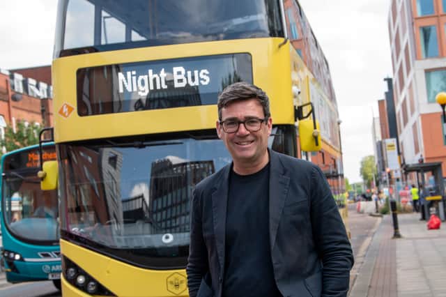 Mayor Andy Burnham and a night bus
