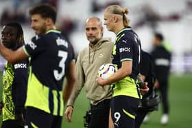 Pep Guardiola said he was delighted with Erling Haaland's build-up play against West Ham on Saturday.