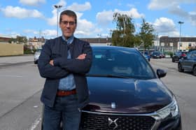 Osman Malik with his latest car, a Citroen DS4, which is on finance after wife Maria told him to stop buying cars on Facebook Marketplace.