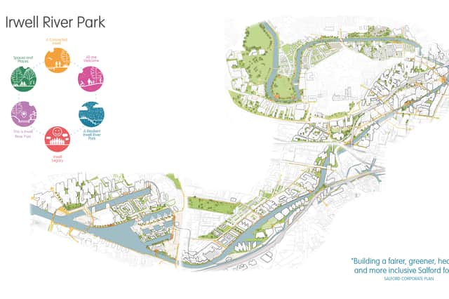 The plan for the new active travel route on the River Irwell
