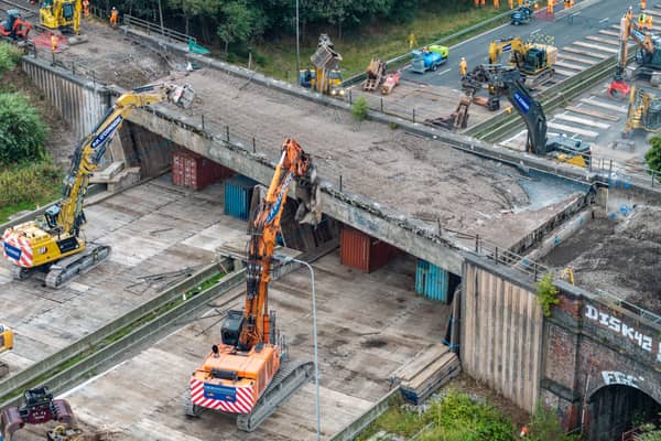 Drone image of the beginning of demolition