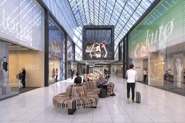 A CGI image of how some of the new retail units will look at Manchester Airport Terminal 2