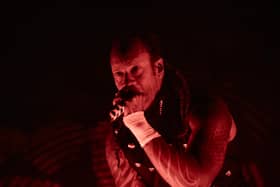 Singer of English electronic dance music band 'The Prodigy', Maxim (R) performs onstage in the Iconica Fest Sevilla music festival, on July 9, 2024, in Seville.