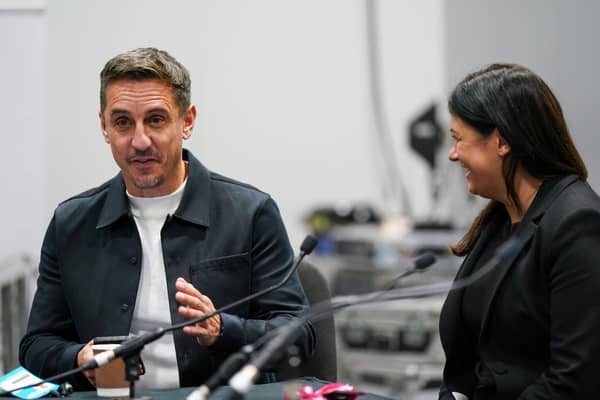 Gary Neville with Secretary of State for Culture, Media and Sport Lisa Nandy at the Labour Party Conference in Liverpool. 