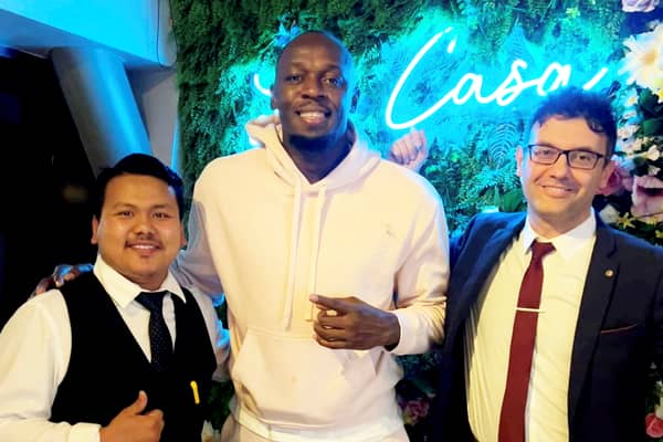 The world's fastest man Usain Bolt stunned diners when he sat down for a fish dinner at a restaurant in Wigan.  