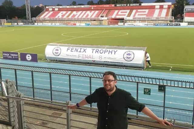 George Baker watching FC United of Manchester in the Fenix Trophy