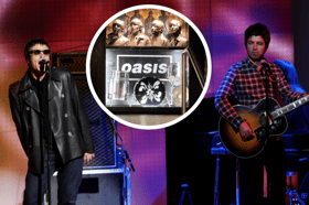 Noel Gallagher and Liam Gallagher and the last drum kit used on tour by the last drummer of Oasis.