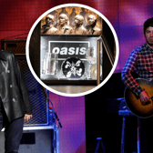 Noel Gallagher and Liam Gallagher and the last drum kit used on tour by the last drummer of Oasis.