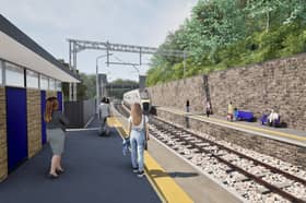 CGI view from the platform of new and improved Greenfield Station 