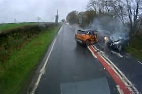 Norman Chai smashes into oncoming traffic as he loses control after overtaking a lorry.