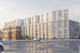A CGI image of what a scheme for new affordable apartments at Pendleton House in Salford could look like.