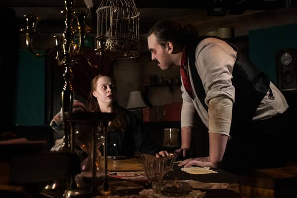 Molly Winston and Adam Goldwater, actors from Blackpool Tower Dungeons in the new Halloween show 'Bathtub Bride'.
