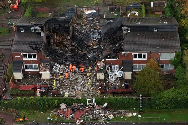 Three adults and one child have been rushed to hospital after a large fire destroyed a house in Newcastle. 